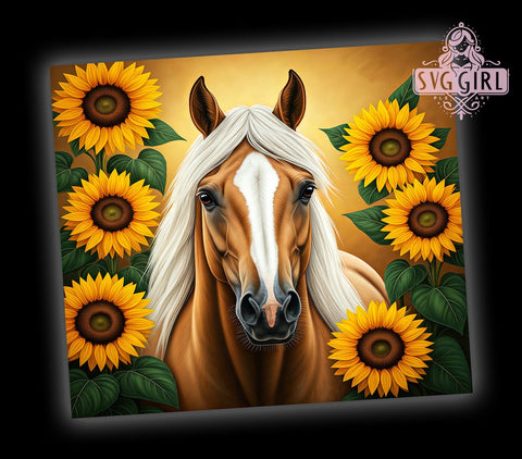 Horse Sunflower Floral 20oz Tumbler, Sunflower Tumbler, Farm Animal Tumbler, Floral Design, Sublimation Wrap, 20oz Tumbler, Nature Lover Gift Sublimation SvggirlplusArt 