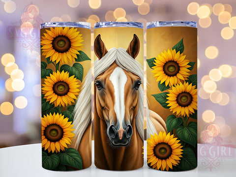 Horse Sunflower Floral 20oz Tumbler, Sunflower Tumbler, Farm Animal Tumbler, Floral Design, Sublimation Wrap, 20oz Tumbler, Nature Lover Gift Sublimation SvggirlplusArt 