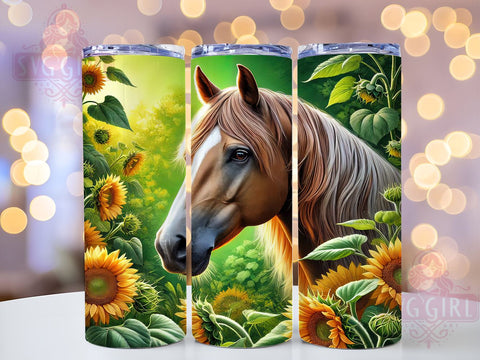 Horse Sunflower Floral 20oz Tumbler, Sunflower Tumbler, Farm Animal Tumbler, Floral Design, Sublimation Wrap, 20oz Tumbler, Nature Lover Gift Sublimation SvggirlplusArt 