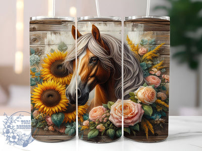 Horse Sunflower Rustic 20oz Tumbler, Sunflower Tumbler, Rustic Farmhouse, 20oz Sublimation, PNG Design, Country Mug, Western Gift Sublimation ToriDesigns 