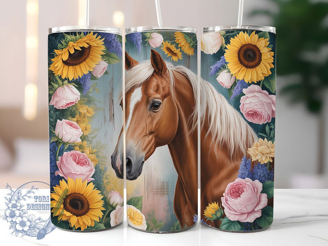 Horse Sunflower Rustic 20oz Tumbler, Sunflower Tumbler, Rustic Farmhouse, 20oz Sublimation, PNG Design, Country Mug, Western Gift Sublimation ToriDesigns 