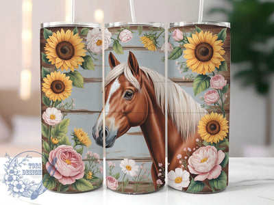 Horse Sunflower Rustic 20oz Tumbler, Sunflower Tumbler, Rustic Farmhouse, 20oz Sublimation, PNG Design, Country Mug, Western Gift Sublimation ToriDesigns 