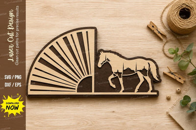 Horse Sunset Landscape Laser Cut SVG Design SVG Regulrcrative 