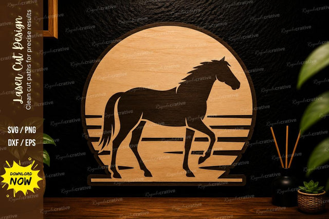 Horse Sunset Laser Cut SVG Design SVG Regulrcrative 