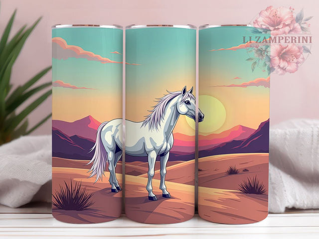 Horse Tumbler, Teal Desert Design, Equine Drinkware, 20oz Tumbler, Sublimation Wrap, Western Decor, Horse Lover Gifts Sublimation Li Zamperini 