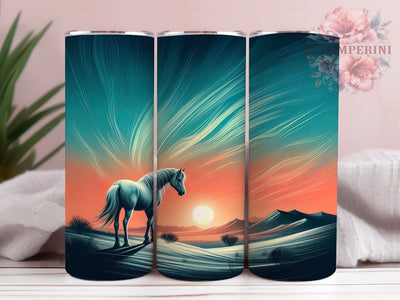 Horse Tumbler, Teal Desert Design, Equine Drinkware, 20oz Tumbler, Sublimation Wrap, Western Decor, Horse Lover Gifts Sublimation Li Zamperini 