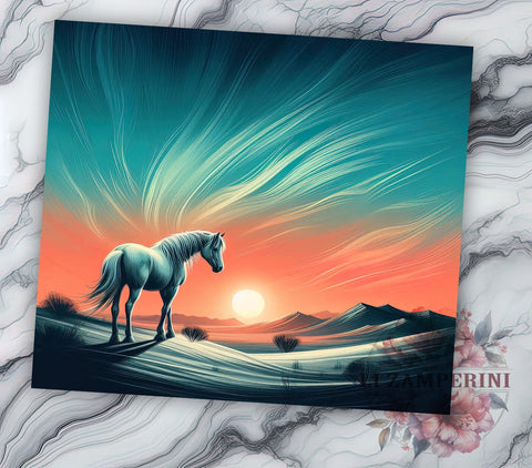 Horse Tumbler, Teal Desert Design, Equine Drinkware, 20oz Tumbler, Sublimation Wrap, Western Decor, Horse Lover Gifts Sublimation Li Zamperini 