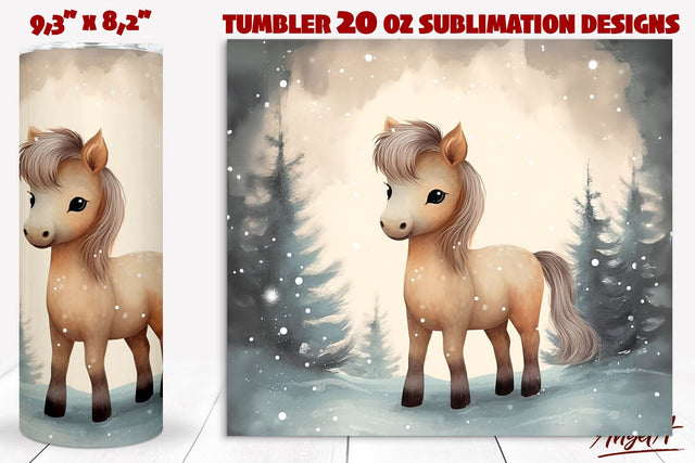 Horse tumbler wrap sublimation, Christmas animal images Sublimation Angelina Semenova 