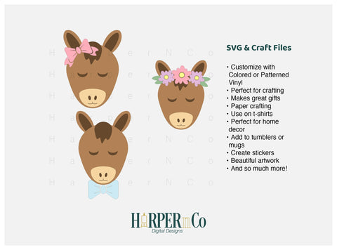 Horse with Bows and Flowers SVG PNG Cut EPS File SVG HarperNCo 