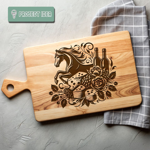 Horse with Flowers Charcuterie SVG DXF PNG SVG CraftySVGStudio 