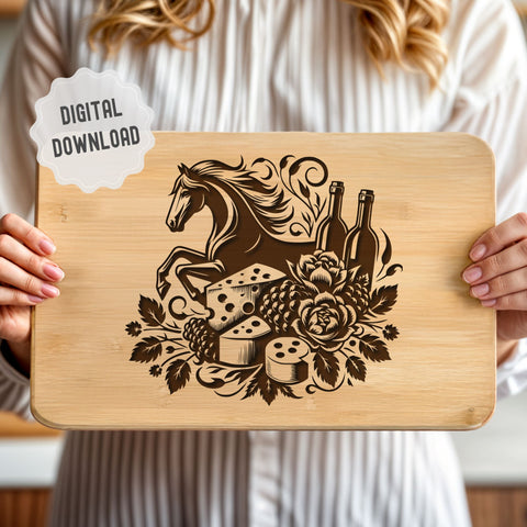 Horse with Flowers Charcuterie SVG DXF PNG SVG CraftySVGStudio 