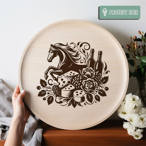 Horse with Flowers Charcuterie SVG DXF PNG SVG CraftySVGStudio 