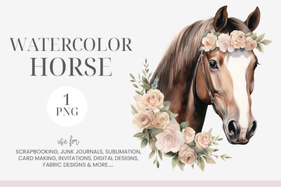 Horse With Peach Garland Clipart Sublimation BijouBay 