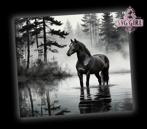 Horse with Reflection 20oz Tumbler Wrap Sublimation Design, Straight Tapered Tumbler Wrap, Horse Tumbler Png, Instant Digital Download Sublimation SvggirlplusArt 