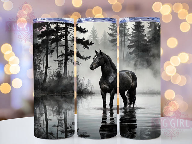 Horse with Reflection 20oz Tumbler Wrap Sublimation Design, Straight Tapered Tumbler Wrap, Horse Tumbler Png, Instant Digital Download Sublimation SvggirlplusArt 