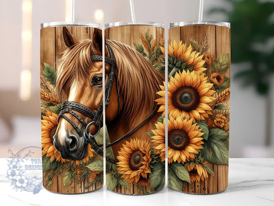 Horse With Sunflowers 20 oz Tumbler Wrap, Horse Tumbler PNG, Straight & Tapered Tumbler Wrap PNG, Instant Digital Download PNG, Sublimation Designs Downloads Sublimation ToriDesigns 