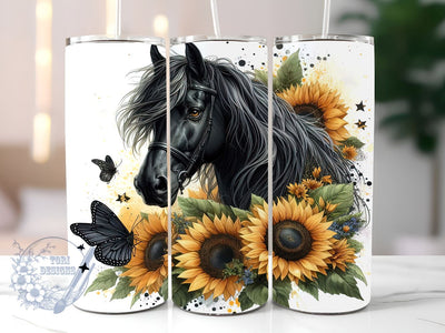 Horse With Sunflowers 20 oz Tumbler Wrap, Horse Tumbler PNG, Straight & Tapered Tumbler Wrap PNG, Instant Digital Download PNG, Sublimation Designs Downloads Sublimation ToriDesigns 