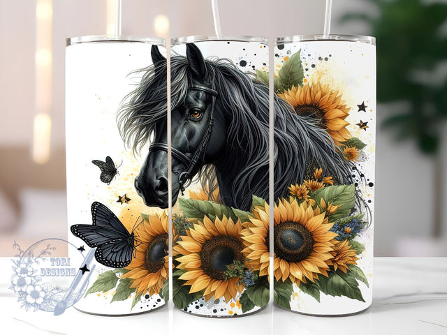 Horse With Sunflowers 20 oz Tumbler Wrap, Horse Tumbler PNG, Straight & Tapered Tumbler Wrap PNG, Instant Digital Download PNG, Sublimation Designs Downloads Sublimation ToriDesigns 