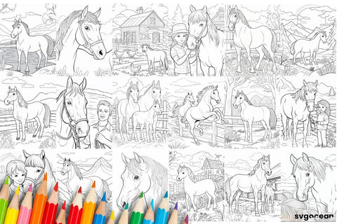 Horses Coloring Book | Coloring pages for kids SVG SvgOcean 