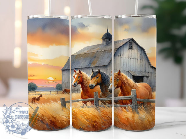 Horses Farm Animal 20oz Tumbler Design, Horses Tumbler, Farm Animal Design, Equestrian Gifts, Sublimation Wrap, 20oz Tumbler, Horse Lover Decor, Country Living Accessories Sublimation ToriDesigns 