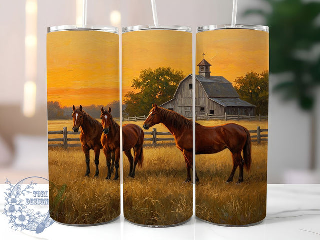 Horses Farm Animal 20oz Tumbler Design, Horses Tumbler, Farm Animal Design, Equestrian Gifts, Sublimation Wrap, 20oz Tumbler, Horse Lover Decor, Country Living Accessories Sublimation ToriDesigns 