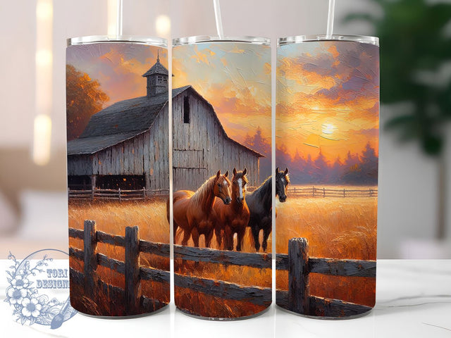 Horses Farm Animal 20oz Tumbler Design, Horses Tumbler, Farm Animal Design, Equestrian Gifts, Sublimation Wrap, 20oz Tumbler, Horse Lover Decor, Country Living Accessories Sublimation ToriDesigns 