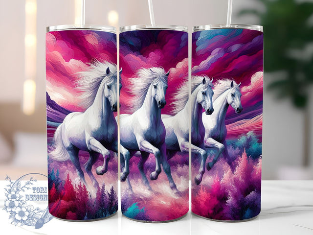 Horses Galloping 20oz Skinny Tumbler, Retro Horse Tumbler Png, Straight & Tapered Tumbler Wrap, Instant Digital Download Sublimation ToriDesigns 