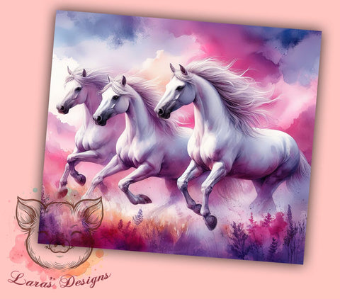 Horses Galloping 20oz Tumbler Png, Straight & Tapered Tumbler Png, Horse Tumbler Png, Digital Download PNG Sublimation Lara' s Designs 