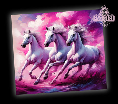 Horses Galloping 20oz Tumbler Wrap Sublimation Design, Straight Tapered Tumbler Wrap, Retro Horse Tumbler Png, Instant Digital Download Sublimation SvggirlplusArt 