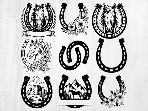 Horseshoe Svg, Horse Shoe Split Monogram SVG Creativeart88 