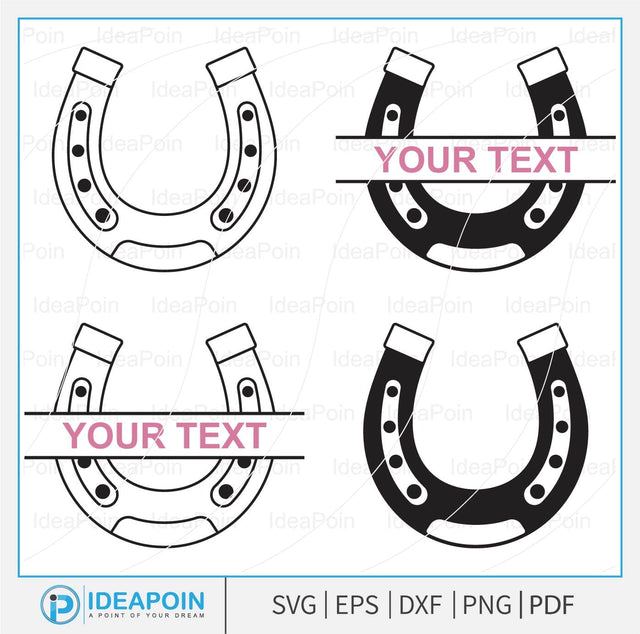Horseshoe svg, Horseshoe Outline, Horseshoe Horseshoe split monogram, Horse Shoe Cut File SVG Dinvect 