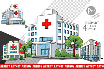 Hospital Building Clipart Sublimation artnoy 