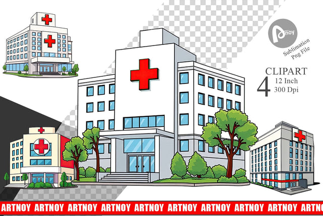 Hospital Building Clipart Sublimation artnoy 