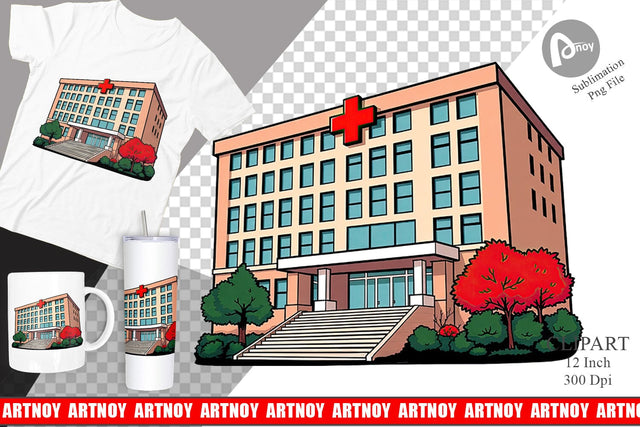 Hospital Building Clipart Sublimation artnoy 