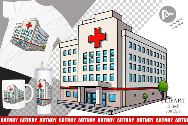 Hospital Building Clipart Sublimation artnoy 
