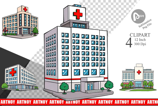 Hospital Building Clipart Sublimation artnoy 