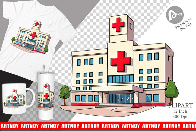 Hospital Building Clipart Sublimation artnoy 