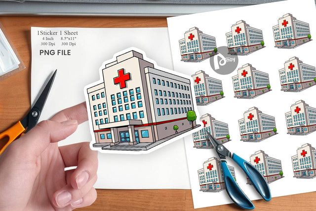 Hospital Building Sticker Sublimation artnoy 
