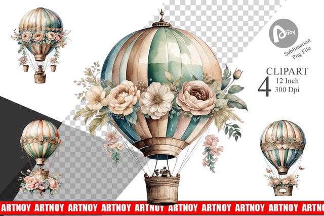 Hot Air Balloon Clipart Sublimation artnoy 