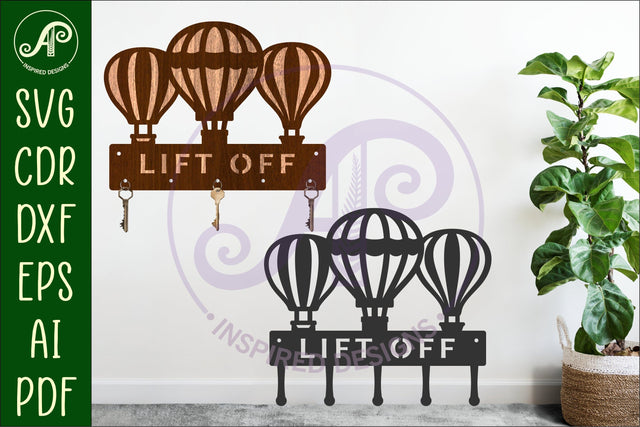 Hot air balloon Key holders for metal and laser cutting SVG APInspireddesigns 