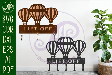 Hot air balloon Key holders for metal and laser cutting SVG APInspireddesigns 