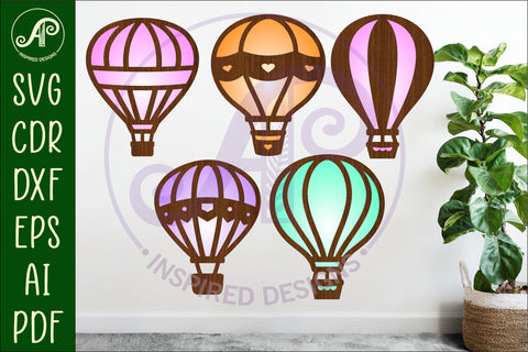 Hot air balloon laser cut outs SVG file set 2 SVG APInspireddesigns 
