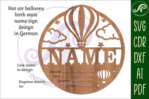 Hot air balloon Newborn Baby stats, Birth plaque, name SVG APInspireddesigns 