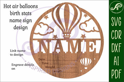 Hot air balloon Newborn Baby stats, Birth plaque, name SVG APInspireddesigns 