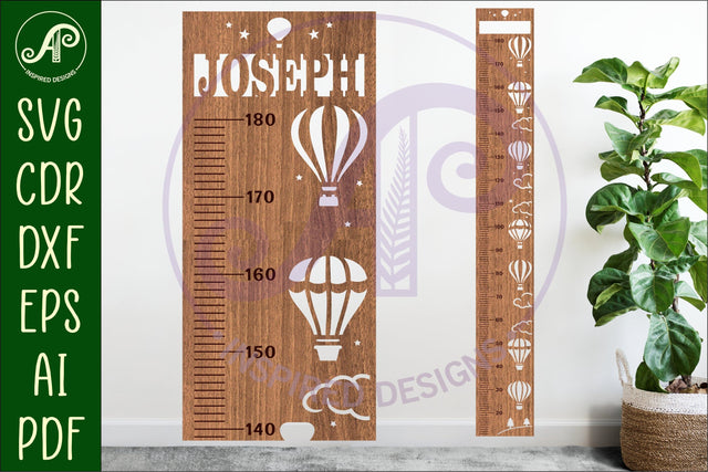 hot air balloon personalized kids height chart in Metric SVG APInspireddesigns 