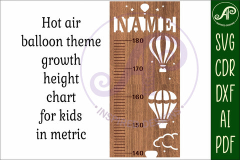 hot air balloon personalized kids height chart in Metric SVG APInspireddesigns 
