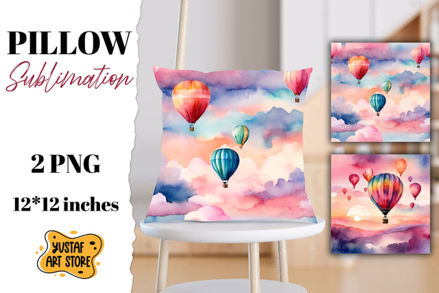 Hot air balloon pillow sublimation. Romance pillow Sublimation Yustaf Art Store 