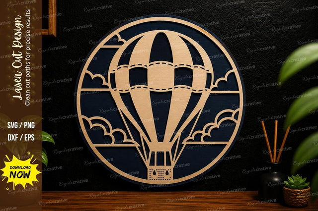 Hot Air Balloon Scene laser cut svg File SVG Regulrcrative 