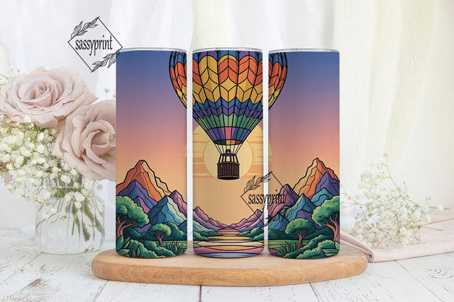Hot Air Balloon Stained Glass 20oz Sublimation sassyprint 