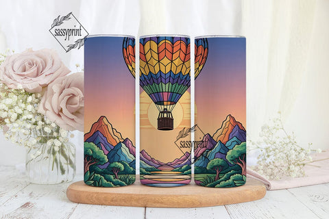 Hot Air Balloon Stained Glass 20oz Sublimation sassyprint 